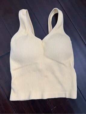 AS Revival Ribbed V-Neck Crop Tank Top Yellow OS